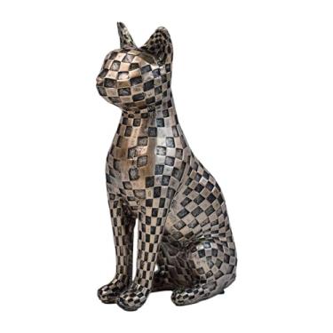Imagem de Fenteer Estátua de Gato para Mesa, Decoração Colecionável, Presente, Estatueta de Resina, Escultura de Animal para Sala de Estar, Armários, Escritório em Casa
