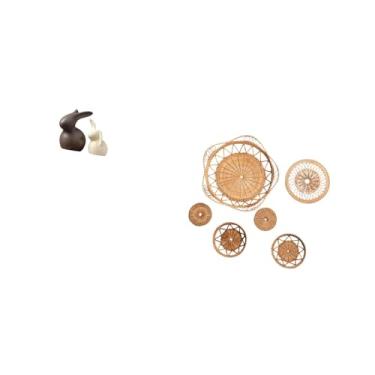 Imagem de Fenteer Conjunto de Estátua de de Porcelana E Enfeites de Parede de Vime para Decoração de Páscoa, Armário de Jardim, Suporte de TV, Sala de Chá, Corre