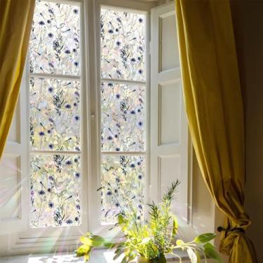 Imagem de JZZNNFEZN Película de privacidade para janela de vitral, 43 cm x 100 cm, protetor solar, adesivos de decalque de vidro arco-íris para porta de cozinha doméstica (SE1094)