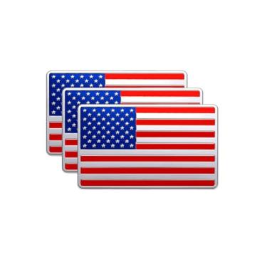Imagem de Tuxihapp Adesivo de metal 3D com bandeira americana, decalque de emblema automotivo em relevo, adesivo de decoração de para-choque de veículo com bandeira patriótica dos EUA para trailer, SUV, barco