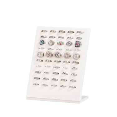 Imagem de NobleKey Suporte de anel com 50 compartimentos, placa de exibição de anel de veludo para venda, anel em forma de L, anel de exibição de brinco, almofada de joias, bandeja de armazenamento para casa ou