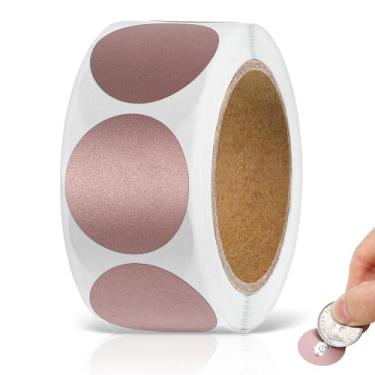 Imagem de 300 peças de adesivos de raspar ouro rosa de 2,5 cm, folhas de adesivos circulares, etiquetas autoadesivas, cartão de raspar para jogos de bilhetes de sorteio, criação de bilhetes de loteria