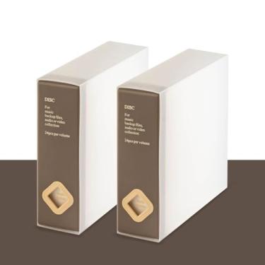 Imagem de TNDCKP Capa para CD, 24 compartimentos para CD/DVD, carteira, plástico rígido, DVD, disco, fichário para carro, casa, escritório, viagens (2, capacidade para 24 café)