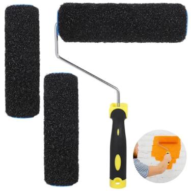 Imagem de Rolo composto para drywall 3 capas 9 peças, moldura e 1 cabo de tinta com, pincéis de rolo de textura de drywall, ideal para aplicação mesmo lisa e de materiais drywall