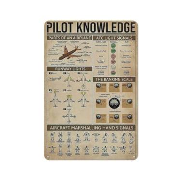 Imagem de Pilot Knowledge - Placa de metal retrô Parts Of An Airplane 20 x 30 cm, pôster vintage de lata, decoração de parede para home office bar cafe