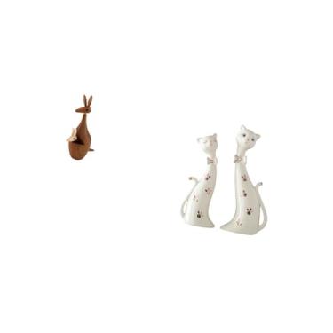 Imagem de Fenteer Escultura de Estatueta de Gato para Estante de Quarto E Lareira de Sala de Jantar, Lembrancinha Decorativa para Festa E Presente de Casament