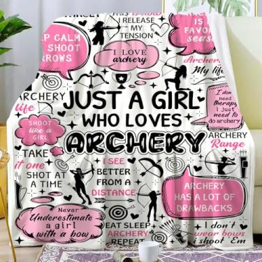 Imagem de SWEBUTO Cobertor de arco e flecha, presentes para meninas, mulheres, flanela, pelúcia, tiro com arco, melhores acessórios de decoração com tema esportivo, presentes para amantes, adolescentes, adultos