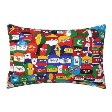 Imagem de Jophyse Capa de almofada decorativa Countryball Polandball com mapa do mundo 50,8 cm x 76,2 cm, capas de almofada decorativas para decoração de casa, sala de estar, quarto, dormitório, sofá