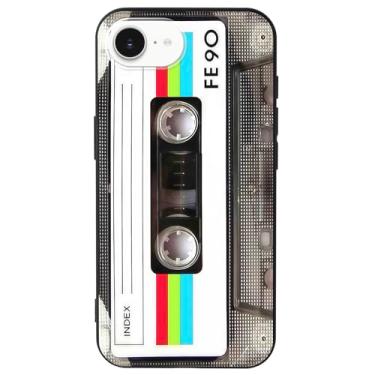 Imagem de MEGANTREE Capa de telefone com design de fita cassete retrô fofa para iPhone 16e, acabamento fosco TPU, toque macio, ajuste fino, anti-impressão digital, para meninas mulheres meninos homens - preta