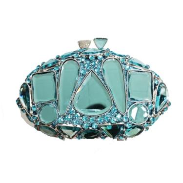 Imagem de XNSYMJD Bolsa feminina de luxo para noite de cristal com strass para festas e casamentos, bolsas noturnas exclusivas, Azul claro, 7.08"L x 2.74"W x 4.72"H (18*7*12cm)