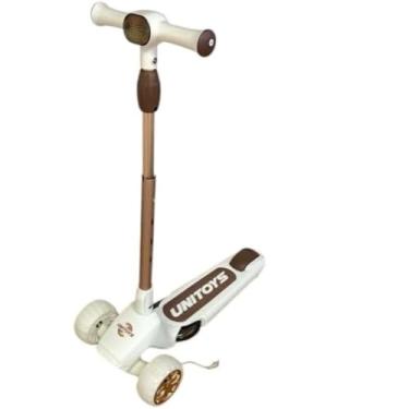 Imagem de Patinete Infantil com Luzes LED, Branco, Guidão Ajustável, Base Antiderrapante, Rodas Iluminadas, 30x55x60 cm, Suporta até 30kg