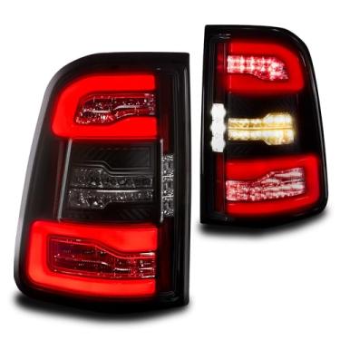 Imagem de TRUE MODS Substituição completa do conjunto de luz traseira de LED para Dodge Ram 1500 2019-2024 com lâmpada traseira de halogênio de estoque [fumado] [DOT] Tradesman Big Horn Laramie Rebel Laramie