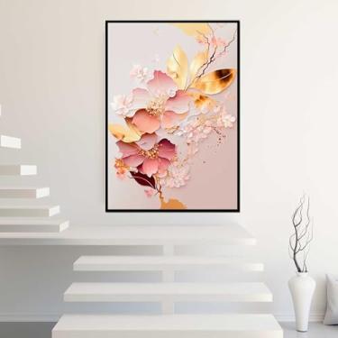 Imagem de Quadros Decorativos com Moldura Asas Azul Dourada Sala Quarto Kit Conjunto 2