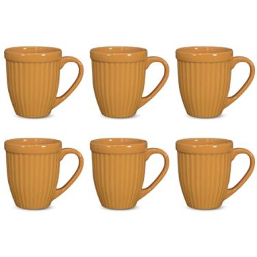 Imagem de Jogo de Xicara, Kit 6 Canecas Xicaras de Ceramica Mesa Posta Linha Italia Colors 12 Cores Disponiveis 390ml(CARAMELO,2ª LINHA OUTLET)