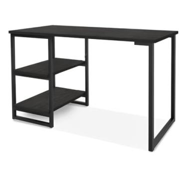 Imagem de Mesa Escrivaninha Industrial para Home Office com Prateleiras de Metal - Estilo Moderno e Funcional(Preta)