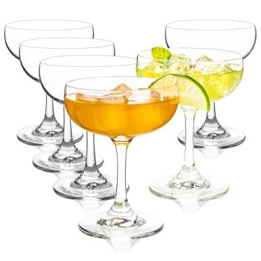 Imagem de HAKEEMI Conjunto de taças de champanhe elegantes de 170 a 200 ml, taças de coquetel de cristal para martini, champanhe, sobremesas, bar em casa, casamento e festa (6 peças)