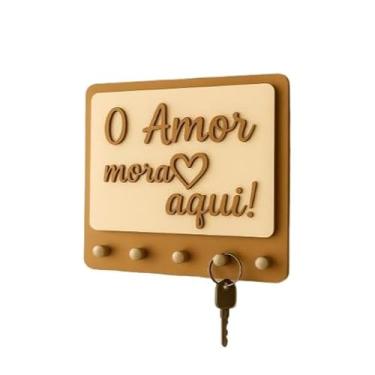 Imagem de Porta Chaves de Parede 5 Ganchos de Mdf ideal para Sala multiuso prático, perfeito para organização e decoração moderna