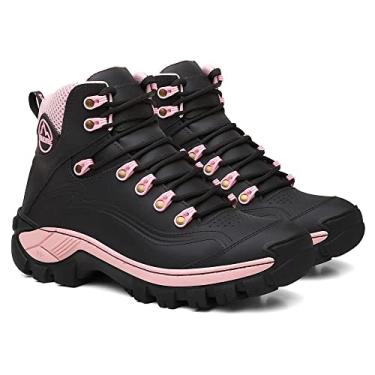 Imagem de Bota Feminina Adventure em Couro Legítimo Solado Tratorado Antiderrapante Palmilha Gel PU Confortável (1, Preto, Normal, BR, Adulto, Numérico, 36)