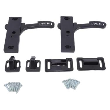 Imagem de Tbest Kit de substituição de trava de porta de tela de trailer de alumínio com design ergonômico durável para trailer, acampamento, veículo, motorhome, preto, revestido com pó