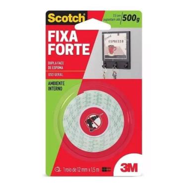 Imagem de Fita Dupla Face 3M 12mm x 1,5m Espuma 500g Fixa Forte 188140