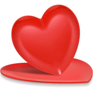 Imagem de FillTouch 2 peças, pratos de melamina em forma de coração, 24 cm, pratos de jantar de coração para dia dos namorados, aniversários, chás de panela, chás de bebê (vermelho)