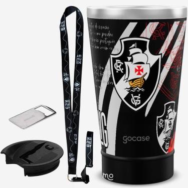 Imagem de KIT Copo Térmico GOCASE Vibe 470ml do VASCO com tampa e abridor e tira
