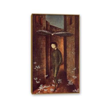 Imagem de Zeichn8u Remedios Varo decoração de parede menino e borboleta impressões em tela pintura surrealismo arte de parede decoração de casa Remedios Varo pôster presente para quarto sala de estar 120 x 70