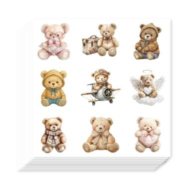 Imagem de AHANDMAKER 180 peças adesivos de planejador de urso de pelúcia adesivos autoadesivos fofos de desenhos animados para agenda, calendário, scrapbook, artesanato, artes, saco de presente, selo, tema de