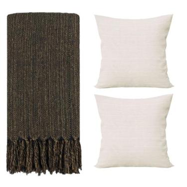 Imagem de Manta Para Sofá Gigante Marrom + Capas de Almofada Bege - Genérico