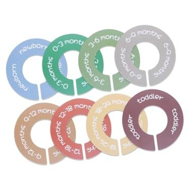 Imagem de Baoblaze Conjunto de 8 divisórias para armário de bebê, organizadores de roupas por tamanho, cabides redondos e portáteis para berçário, ideais para casa, Cores de Macaron