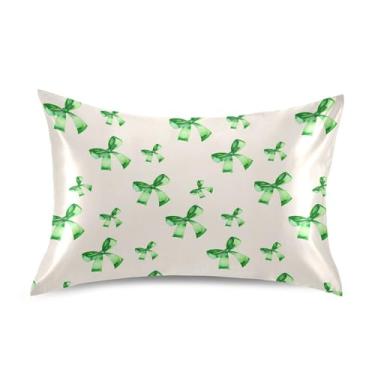 Imagem de SEHANY Capas de almofada de seda Blue Bow para cabelo e pele, capas de almofada de cetim respiráveis macias e refrescantes com fecho de envelope, tamanho king (50,8 x 101,6 cm)