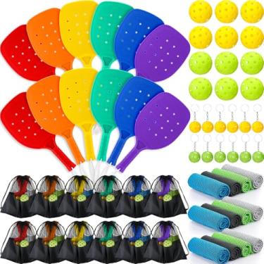 Imagem de Arrowbash Conjunto de 60 raquetes de plástico de 15,2 x 18 cm com bolas, chaveiro de bola, toalhas refrescantes e bolsa de transporte, equipamentos esportivos a granel para equipes, festas e aulas de