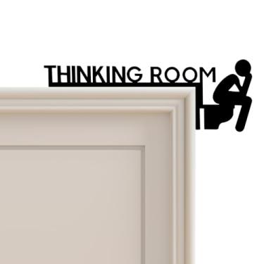 Imagem de YBEATY Placa de porta de banheiro engraçada para sala de pensamento, citações engraçadas, decoração de arte de parede, decoração exclusiva para vaso sanitário para casa de banho, loja doméstica