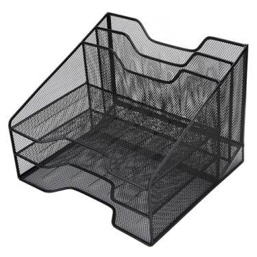 Imagem de Hyuduo Bandeja de Papel de 3 Camadas, Organizador de Mesa de Malha de Metal Com 3 Bandejas Horizontais para Cartas e Material de Escritório, Rack de Armazenamento de Documentos de Arquivo para Casa