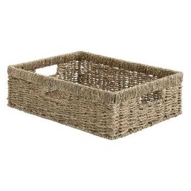 Imagem de StorageWorks Cestas de despensa, cestas de armazenamento de vime para organização, prateleiras, organizadores e armazenamento de despensa, algas marinhas, 38 cm C x 28 cm L x 10 cm A