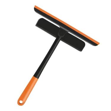 Imagem de Escova de limpeza de janela limpador de vidro para espelho de banheiro alça longa ajustável limpador de janela limpador de rodo ferramentas de limpeza doméstica, laranja, 28 * 35 cm