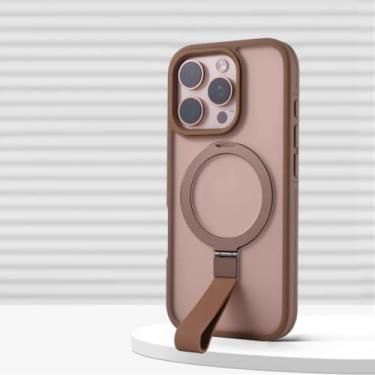 Imagem de HJZSZX Suporte magnético fosco com cordão e capa à prova de choque para iPhone 16E com carregamento sem fio (para iPhone 16E/Ouro Deserto)