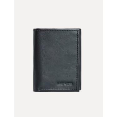 Imagem de Carteira Levis Masculina Couro Vertical Slim Trifold Preta-Masculino