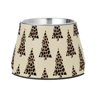 Imagem de Burbuja Tigela de aço inoxidável para comida e água para cães de leopardo, árvore de Natal, antiderrapante para cães médios e gatos, 590 ml