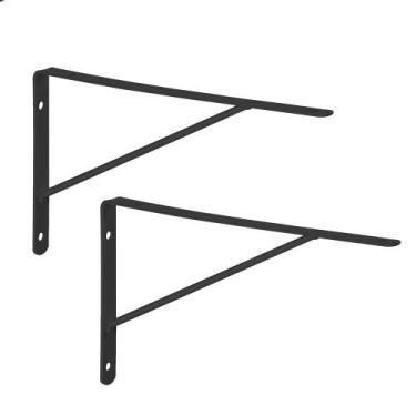 Imagem de Kit 2 Und Mão Francesa Leve Aço 12X23Cm Preta Multivisão