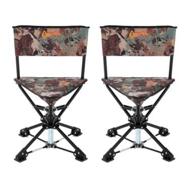 Imagem de ARROWHEAD OUTDOOR Pacote com 2 bancos giratórios de 360° para cadeira de caça, perfeito para persianas, sem pia, estojo de transporte, pesca, lona 600D