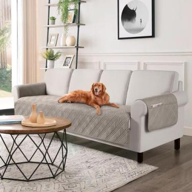 Imagem de Capa de sofá impermeável de grandes dimensões TAOCOCO com bolso marrom