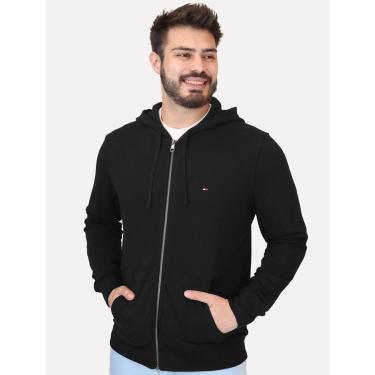 Imagem de Moletom Tommy Hilfiger Masculino Flag Logo Zip-Through Hoody Preta-Masculino