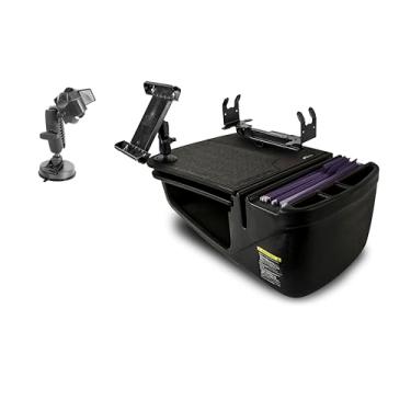 Imagem de AutoExec Mesa de carro GripMaster para sua estação de trabalho de veículo e escritório móvel, preta, com suporte de impressora, suporte para tablet e suporte de sucção para telefone