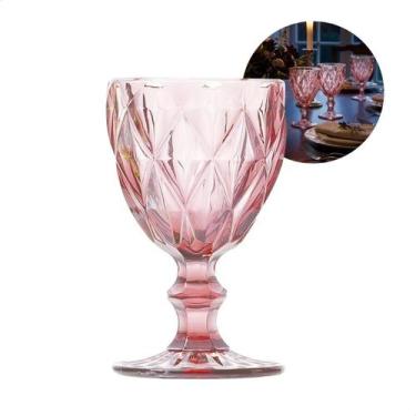 Imagem de Conjunto De 6 Taças De Vidro Diamond Rosa 330 Ml Rosa - JHAMBA
