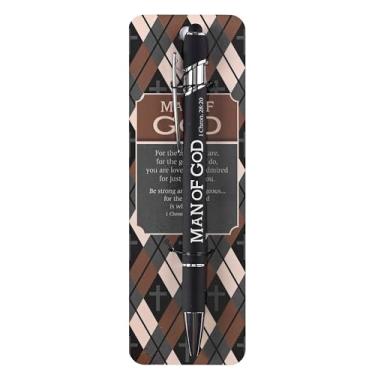 Imagem de Dicksons Caneta esferográfica cristã inspiradora com ponta Stylus e cartão de apresentação de metal Man of God