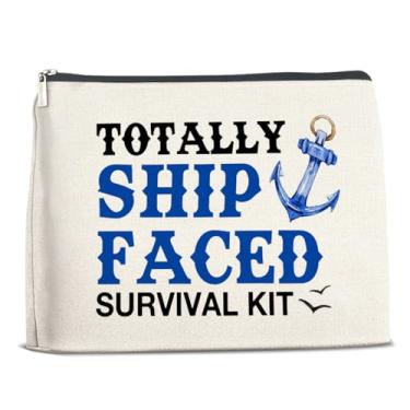 Imagem de Xxoace Bolsa de maquiagem divertida para cruzeiro, kit de sobrevivência de higiene pessoal com zíper, presentes para amantes de cruzeiros para mulheres, mãe, irmã, amiga, férias de verão, organizador