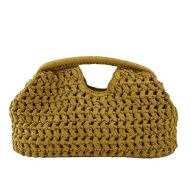Imagem de EFDNK-HB Bolsa clutch grande de palha para mulheres bolsa de verão bolsas de tecido para férias na praia, Amarelo, One Size