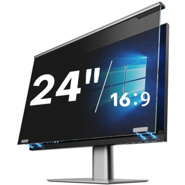 Imagem de OMOTON Tela de privacidade de computador para monitor de computador com proporção de 24 polegadas 16:9, proteção magnética para os olhos, filtro protetor antirreflexo de luz azul, película protetora
