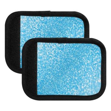 Imagem de Etiquetas de bagagem de neoprene azul-petróleo com glitter para bagagem marcadores de bagagem para viagem no aeroporto, mala de viagem, mala, carrinho, pacote com 4